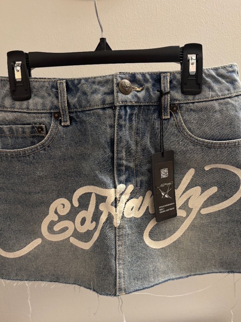 Ed Hardy denim dragon mini skirt